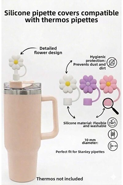 Funny Life 3Pcs 10mm Thermos China Straw Stopper Flower Straw Cap Straw Stopper