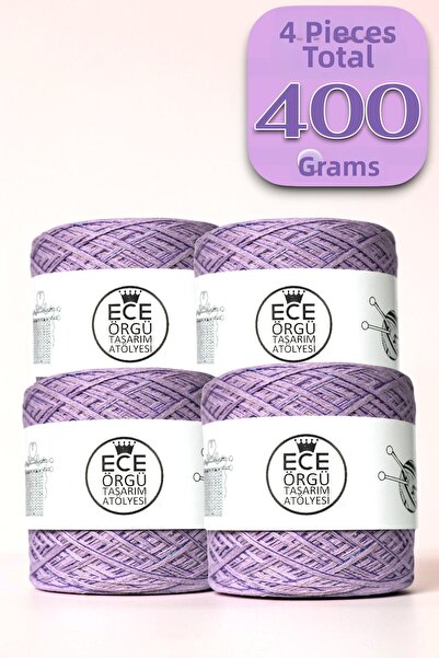 Ece Örgü Tasarım Atölyesi Lavender Colored, Multi-Strand Mercerized Cotton an...