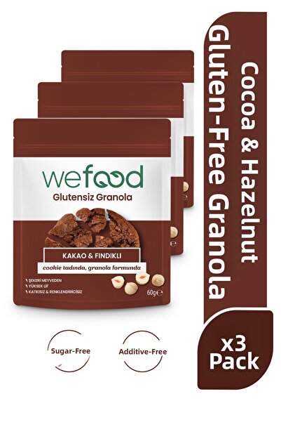 Wefood جرانولا خالية من الغلوتين بالكاكاو والبندق 60 جرام 3 عبوات