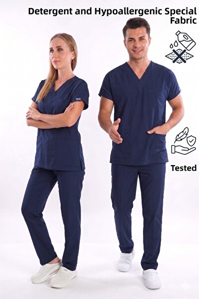 Nur Medikal Giyim Culoarea bleumarin Hipoya Scrubs rezistent la apă pentru ru...