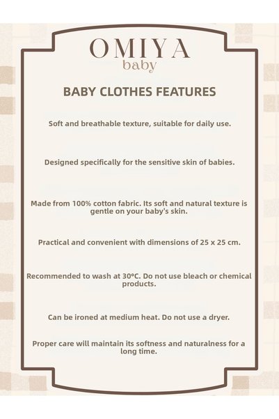OMIYA BABY 5-Pack Mouth Wipes with Reindeer Pattern 25X25 cm 100% Cotton Soft Textured Baby Wipes