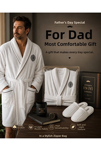 Maisonette Tiara Father's Day Gift Slippers 100% Cotton Shawl Collar Embroide...