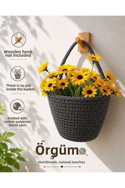 ÖRGÜM Coș cu floarea-soarelui artificială, 1 bucată, mini coș cu floarea-soar...