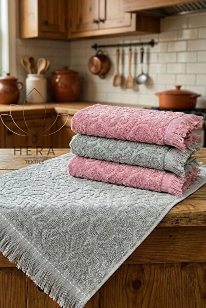 HERA Gray-Dry Rose 4-Piece 30X50 cm Hand and Face Towel Set Kitchen Towels