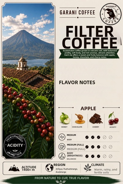 Garani Guatemala Filter Coffee 250 g 100% Arabica Medium Roast Ground with Dense Body