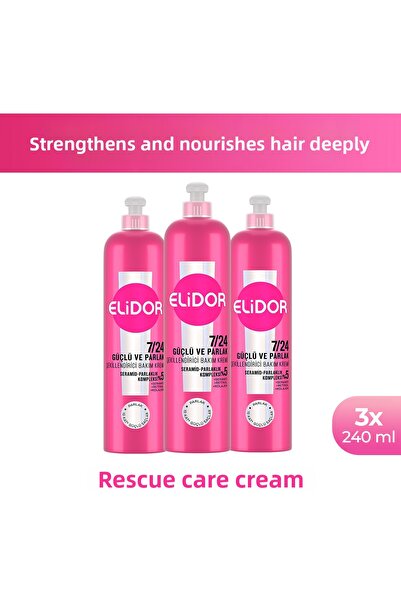 Elidor 7/24 Styling Hair Care Cream Strong and Shiny 240 ml X3