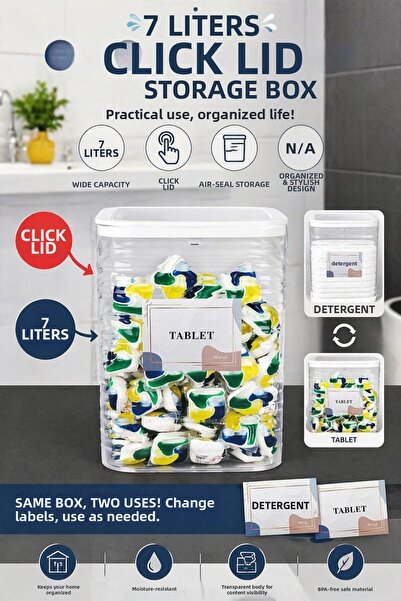 Okyanus Home Luna Transparent Detergent-Tablet Box 1 Piece - 7 Liters