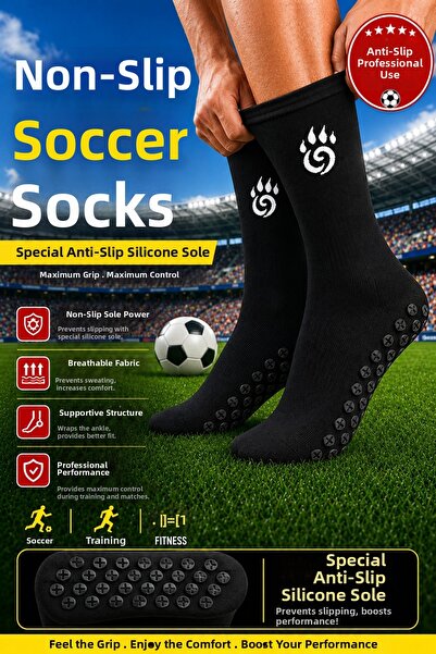 BS BEYAZ SHOES Non-Slip Silicone Sole Pro Football Socks Towel Sole Furbol Le...