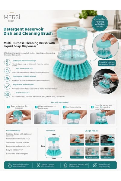 Mersi SHOP Dish and Cleaning Brush with Detergent Container |   Multi-Purpose...