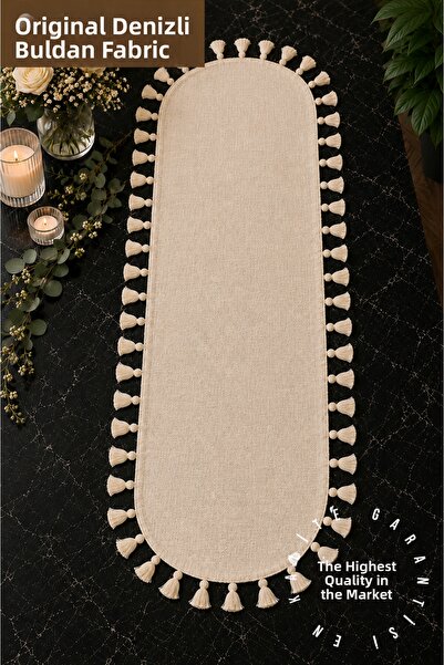 Deko Dekor 40X110 Tasseled Oval Buldan Linen Runner Choose from Three Differe...