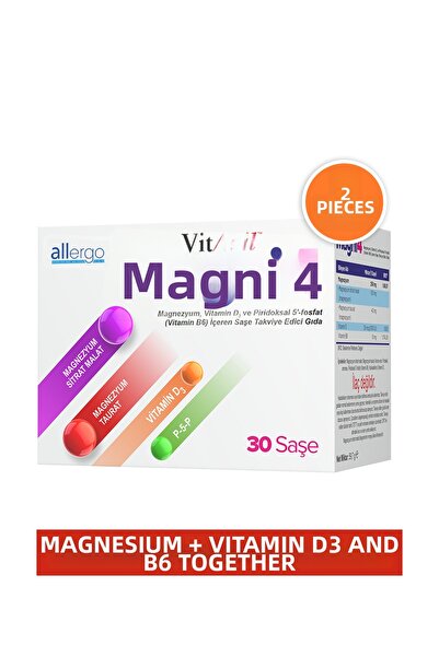 Vitagil Magni4 |   Magnesium, Vitamin D3 and Vitamin B6 - 30 Sachets - Double...