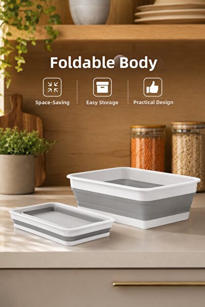 DolphFin Folding Rectangular Basin 4 Liter Practical Foldable Basin