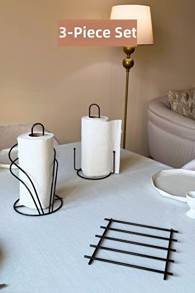 Edora Home Set of 3 Black Swan Napkin Holder Upright Paper Towel Holder Kitch...