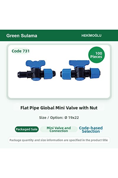 HEKİMOĞLU Flat Pipe Ball Mini Valve with Screw Ø 19X22 100 Pieces Package Cod...