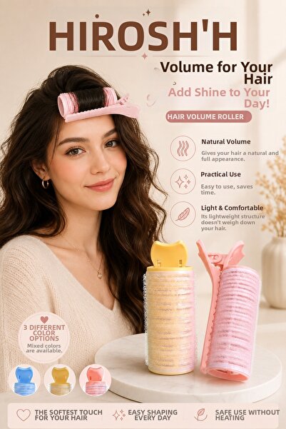HİROS'H 2Pcs Thick New Korean Hair Volume Roller Clip Hair Root Clip Self-Adh...