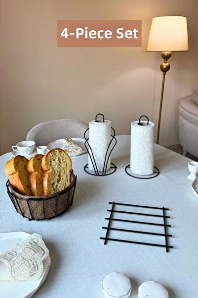 Edora Home Set of 4 Black Swan Napkin Holder Upright Paper Towel Holder Nihal...