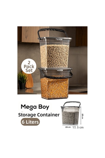 Empressco Double Square Flour and Legume Storage Container, 6 Liters, with Ha...