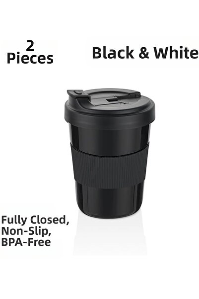 Yıldızan edl shop 2 قطعة كوب قهوة 550 مل خالي من مادة BPA للتنزه والسفر والسي...