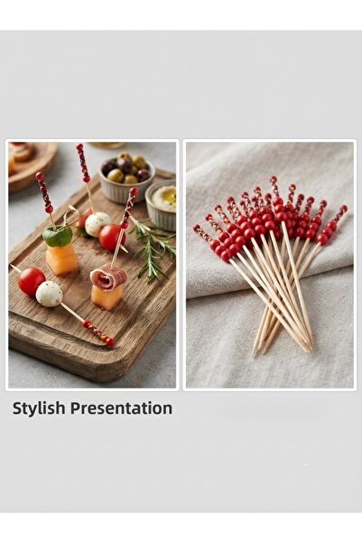 Elifim AVM Decorative Beaded and Woven Detailed Bamboo Presentation Toothpick...