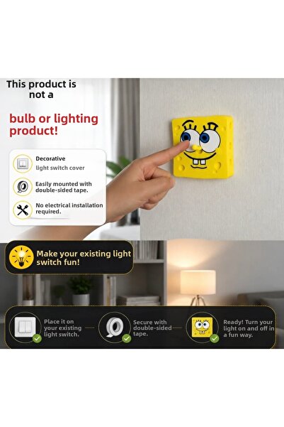UYGUN ELEKTRONİK Spongebob Light Switch Cover |   Moving Light On/Off Apparat...