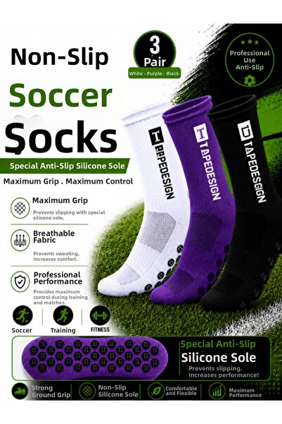 Shuttle Park 3 Pairs Unisex Special Series White Black Purple Anti Slip Non S...