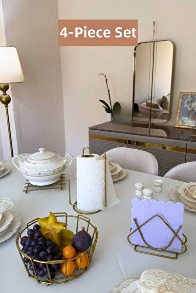 Edora Home مجموعة من 4 حاملات مناديل ورقية ذهبية غير لامعة على شكل مثلث، حامل...