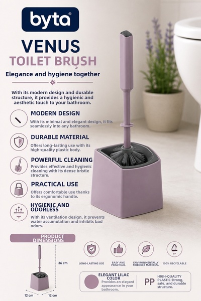 BYTA Venus Toilet Brush Set with Container, Ergonomic Handle, Hygienic Toilet...