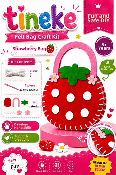 TİNEKE Felt Bag Making Set Strawberry Model |   DIY Hobby Kit |   6+ Years 1 ...
