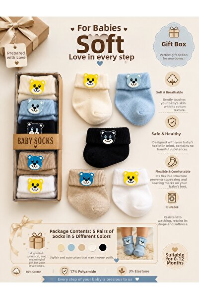 baby socks Unisex Baby Sock Box with Gift Accessories Newborn 0-6 Months