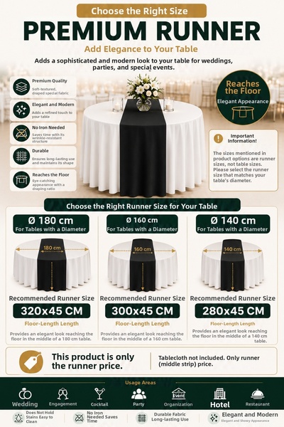 ilmek Dertsiz Runner |   Does Not Need Ironing, Does Not Retain Stains. |   For Wedding, Event, Organization, Hotel, Restaurants and Home