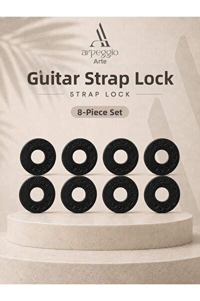 arpeggio ARTE Guitar Strap Lock 8 Pieces Black Strap Lock Set of 8 – Silicone...