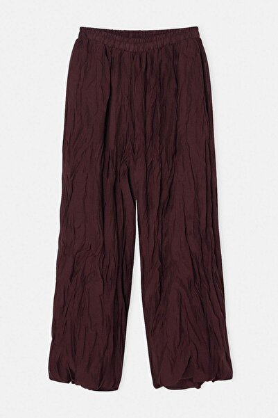 Drop by TrendyolMilla Mürdüm Comfortable Fit Elastic Cuffed Lined Trousers Td...