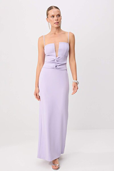 Trendyol Collection Rochie de seară maxi Finike cu țesătură simplă liliac și ...