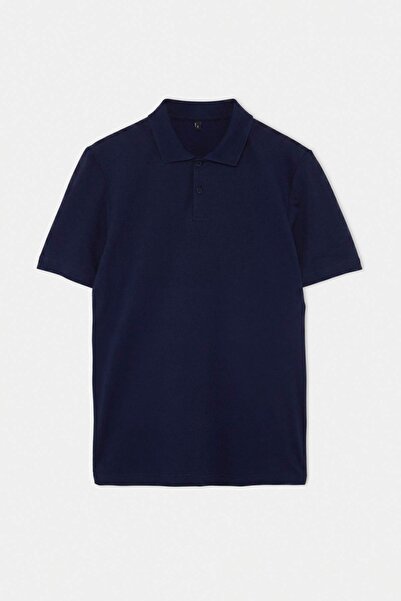 Trendyolmilla Man Lacivert Regular/Normal Kesim Dokulu Polo Yaka T-shirt TMNSS26PO00048