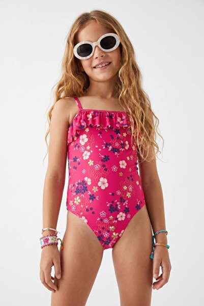 TRENDYOLKIDS Rosa Mädchen-Badeanzug mit Trägern TKDSS26MA00001