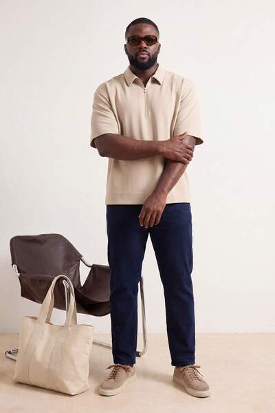 Trendyol Kollektion Große Größe, mittelblau, normale Passform, Stretch-Denim-...