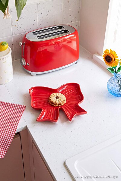 TRENDYOLMİLLA HOME Bow Shaped Ceramic Presentation Plate 20cm X20Cm Tphaw27Tb...