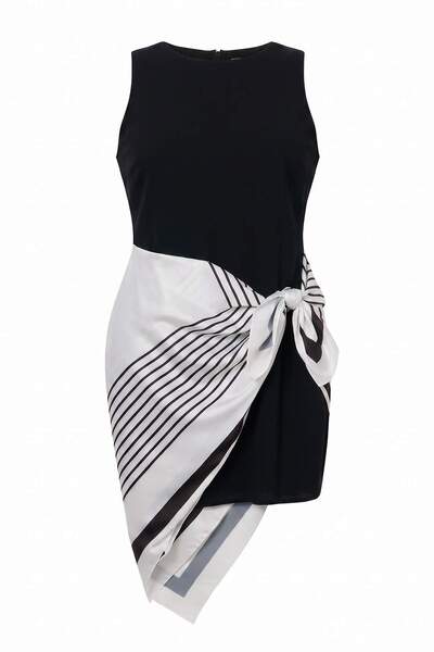 Trendyol Curve فستان أسود منسوج بمقاس كبير TBBAW27AH00027