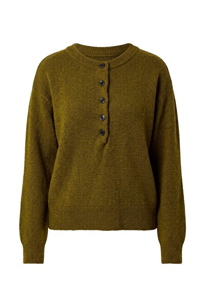 Trendyol Collection Wardrobe Essentials Oil Green Thick Soft Oversize Knitwea...