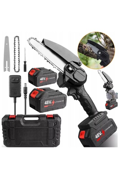 OEM Μίνι αλυσοπρίονο, 6 ιντσών, 2 μπαταρίες 48V / 5 Ah + φορτιστής