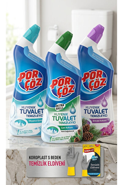 Porçöz Hijyenik tuvalet temizleyici 3 lü set koroplast ekstra güçlü Koroplast...