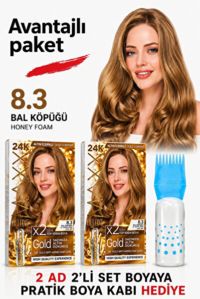 MAXX DELUXE Golden Beauty Set Saç Boyası 8.3 Bal Köpüğü 2 Adet
