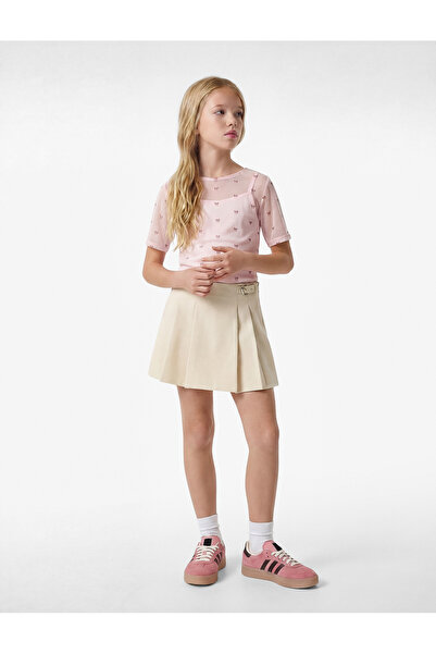 Koton Μπλούζα με κοντό μανίκι από τούλι, με φιόγκο και στάμπα