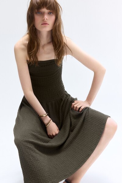 H&M Büzgülü Bandeau Elbise