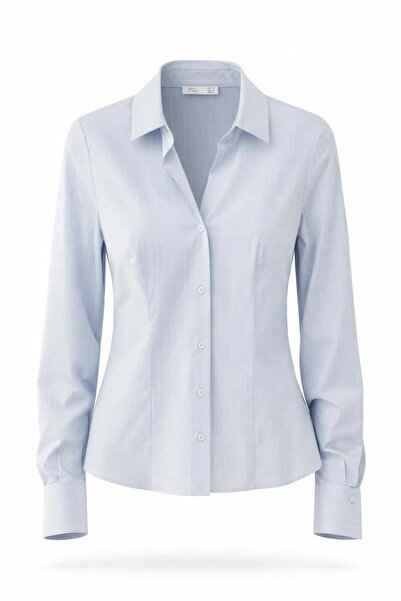Miss Poem Γυναικείο πουκάμισο A.Mavi με ρίγες κλασικής εφαρμογής