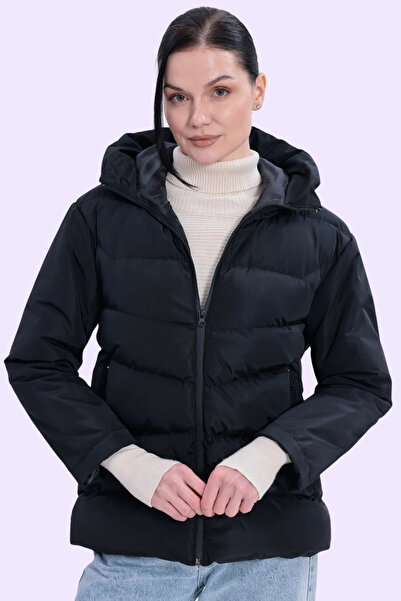 Gizrain Γυναικείο μαύρο παλτό με κουκούλα - Αντιανεμικό και αδιάβροχο παλτό