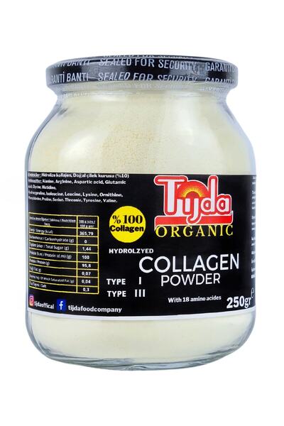 TİJDA Organic Kollajen ( Collagen ) Powder 250 gr-Tip 1+3, %100 Saf