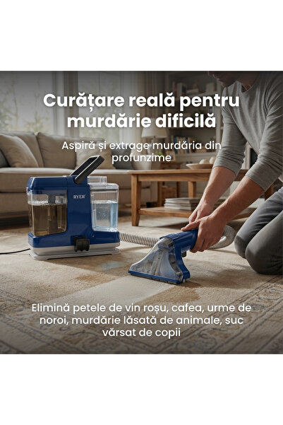 RYER Aspirator Profesional cu Spalare Carpet Cleaner Compact Plus Blue injectie-extractie, pete, saltele