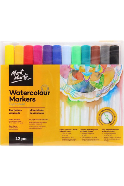 Mont Marte Suluboya Marker Set 12'li Tri Signature