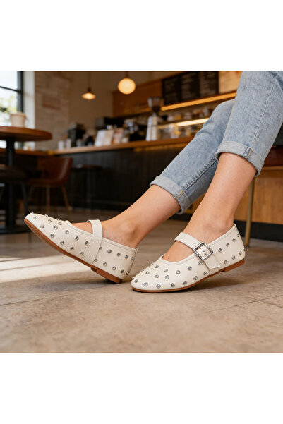 Tmall Balerini casual pentru femei, cu strasuri strălucitoare, BL501, bej des...